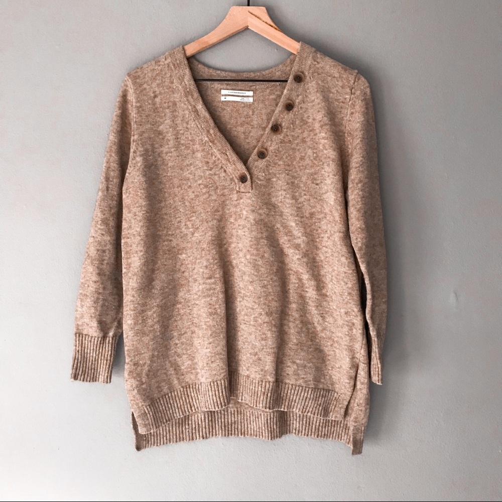 By Anthropologie Serena V-Neck Button Sweater